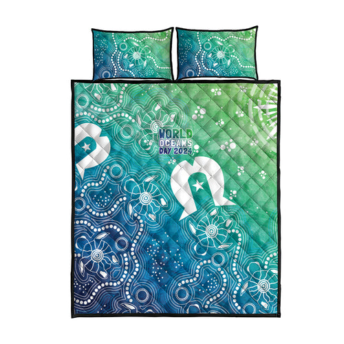 Australia Aboriginal Style Quilt Bed Set World Ocean Day