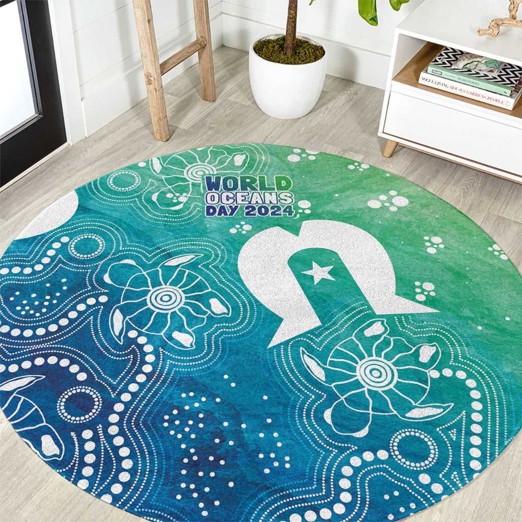 Australia Aboriginal Style Round Carpet World Ocean Day