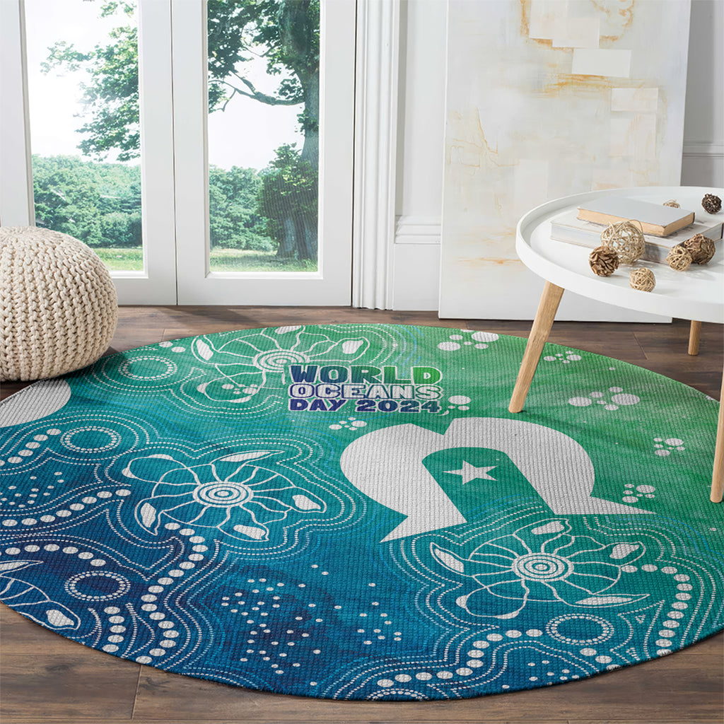 Australia Aboriginal Style Round Carpet World Ocean Day