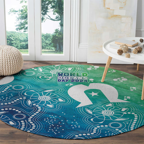 Australia Aboriginal Style Round Carpet World Ocean Day