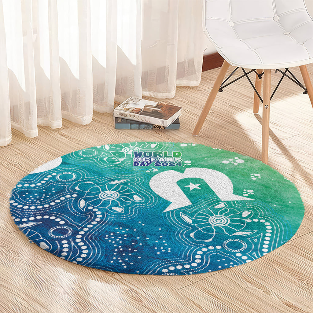 Australia Aboriginal Style Round Carpet World Ocean Day
