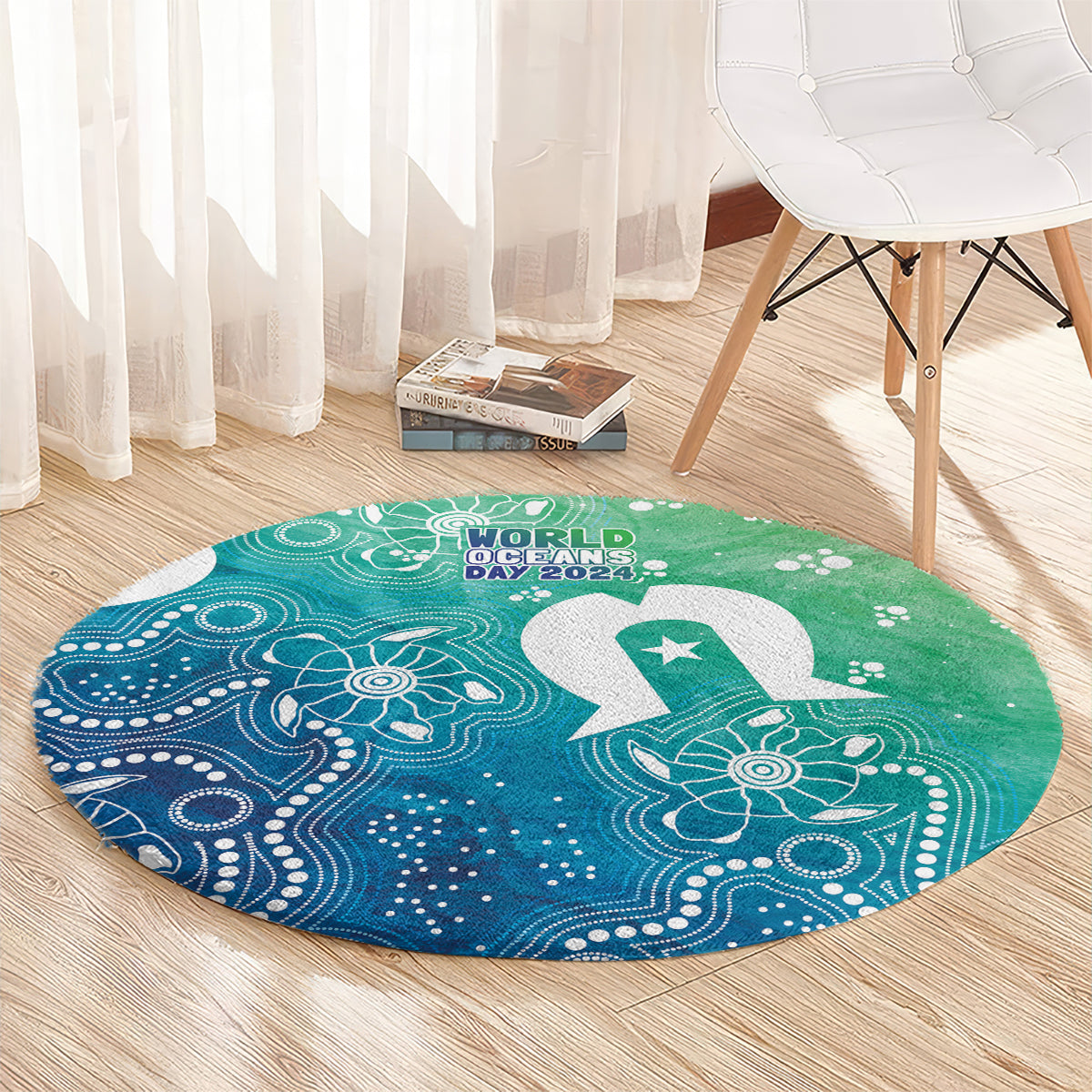 Australia Aboriginal Style Round Carpet World Ocean Day