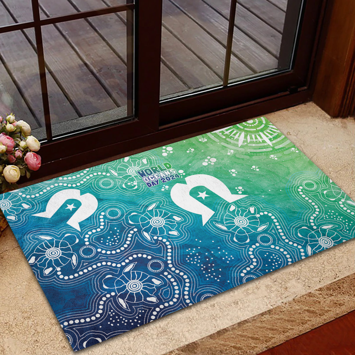 Australia Aboriginal Style Rubber Doormat World Ocean Day