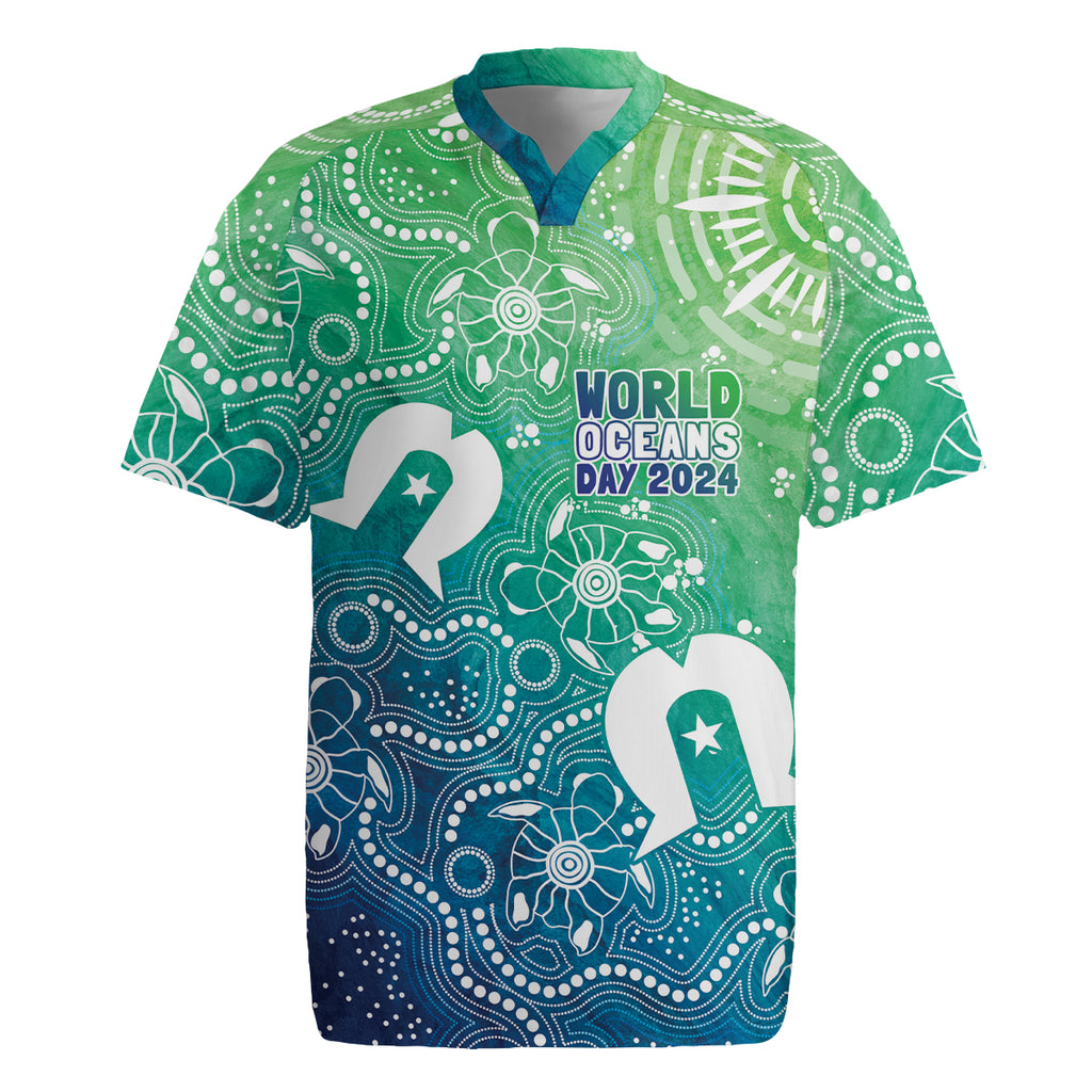 Australia Aboriginal Style Rugby Jersey World Ocean Day