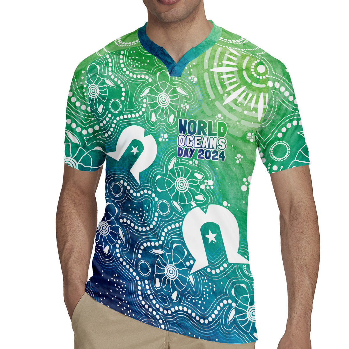 Australia Aboriginal Style Rugby Jersey World Ocean Day