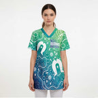 Australia Aboriginal Style Scrub Top World Ocean Day - Aussie Hoodie