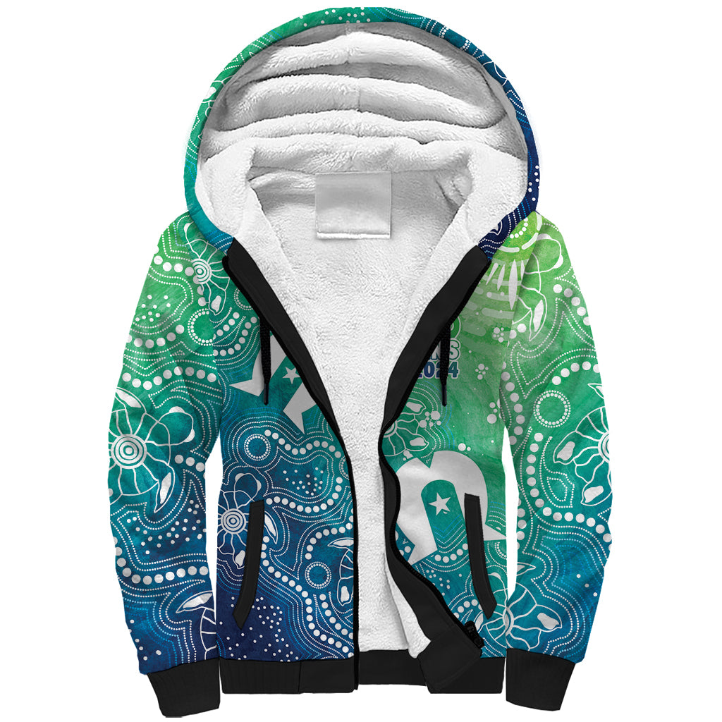 Australia Aboriginal Style Sherpa Hoodie World Ocean Day