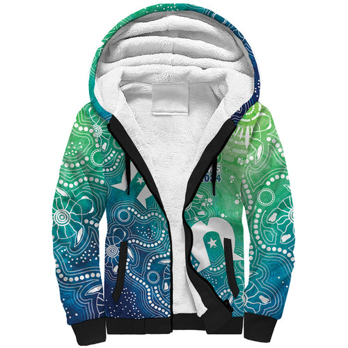 Australia Aboriginal Style Sherpa Hoodie World Ocean Day