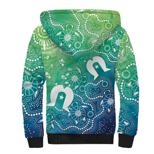 Australia Aboriginal Style Sherpa Hoodie World Ocean Day