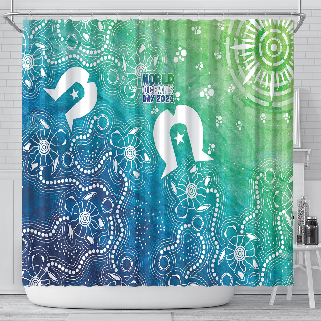 Australia Aboriginal Style Shower Curtain World Ocean Day