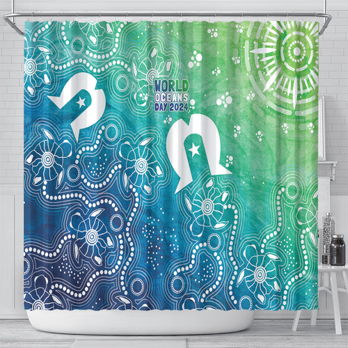 Australia Aboriginal Style Shower Curtain World Ocean Day