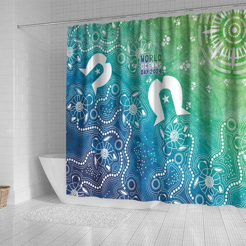 Australia Aboriginal Style Shower Curtain World Ocean Day