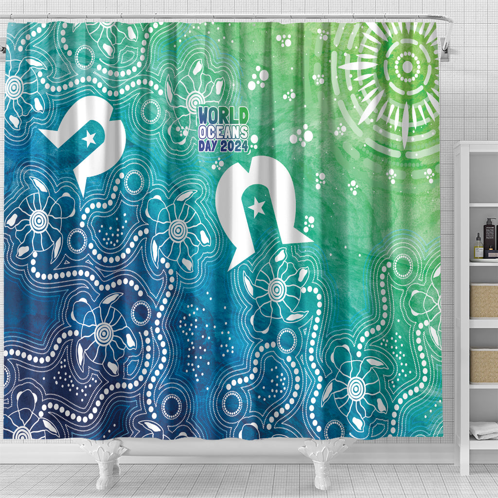Australia Aboriginal Style Shower Curtain World Ocean Day