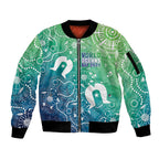 Australia Aboriginal Style Sleeve Zip Bomber Jacket World Ocean Day