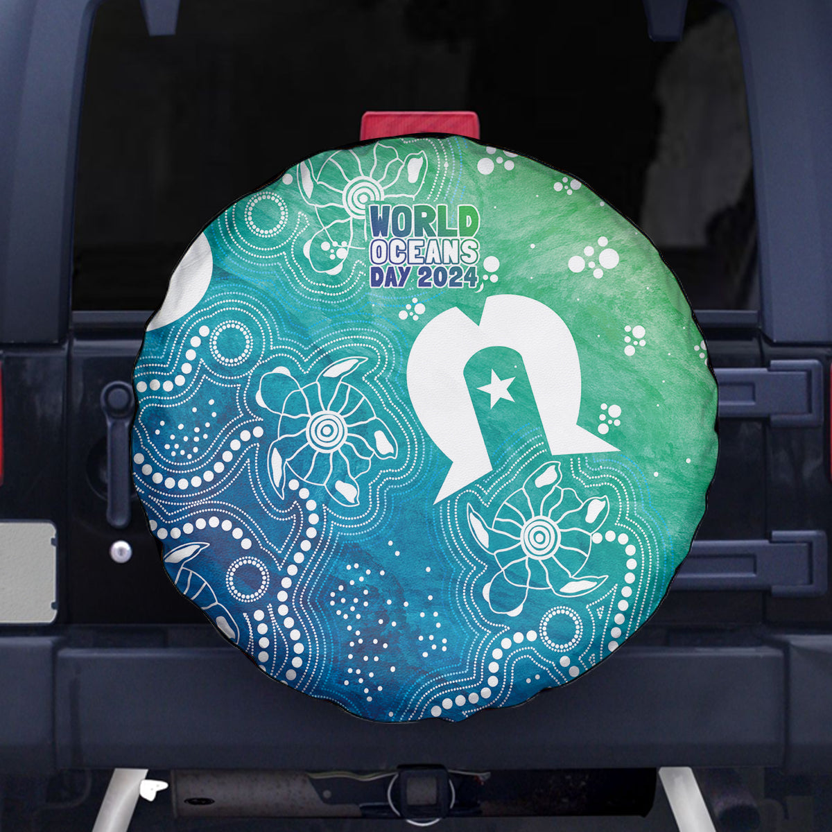 Australia Aboriginal Style Spare Tire Cover World Ocean Day