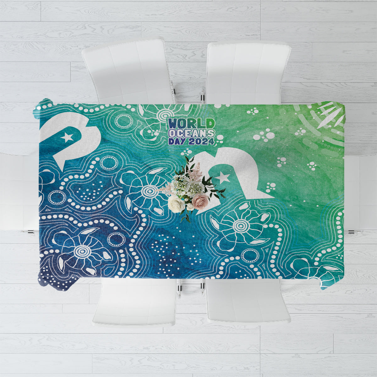 Australia Aboriginal Style Tablecloth World Ocean Day