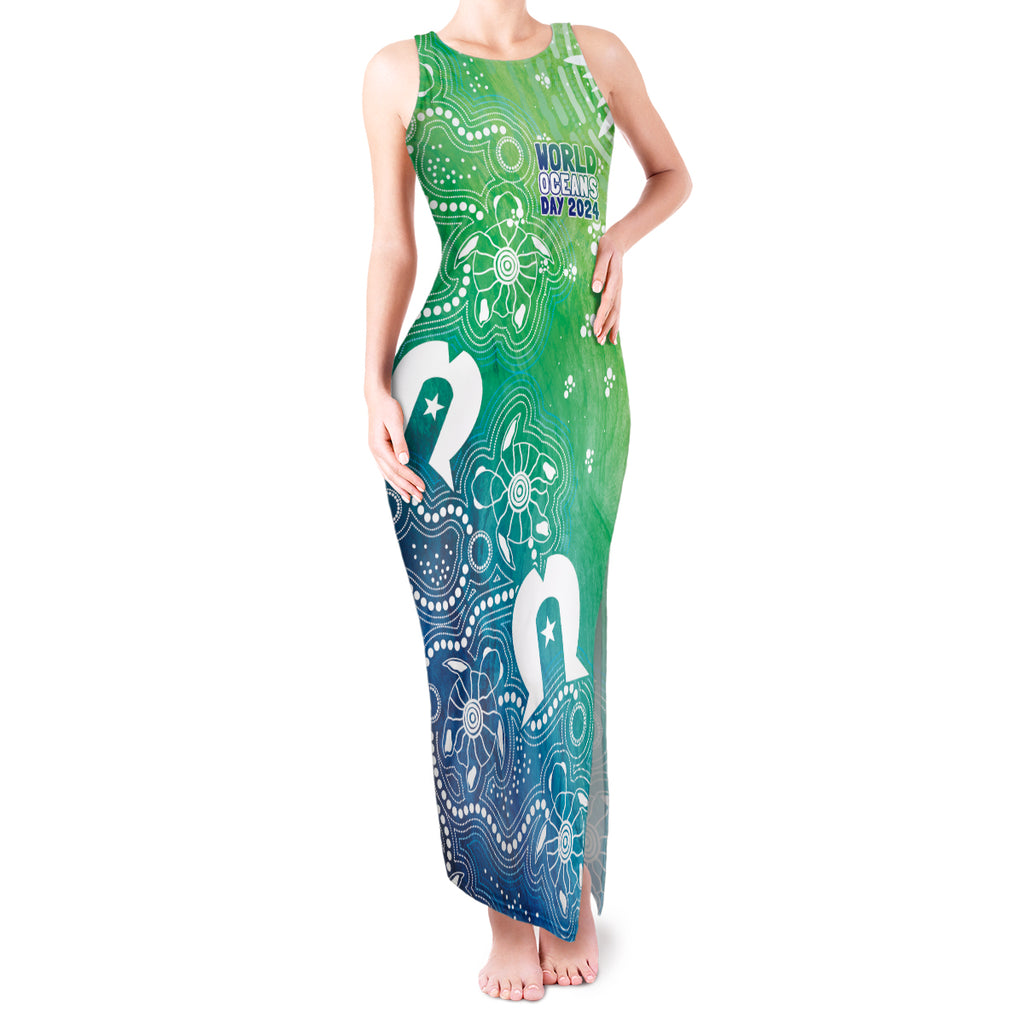 Australia Aboriginal Style Tank Maxi Dress World Ocean Day