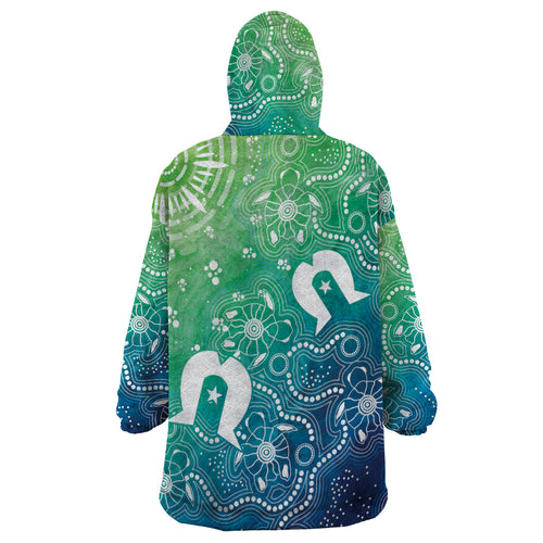 Australia Aboriginal Style Wearable Blanket Hoodie World Ocean Day