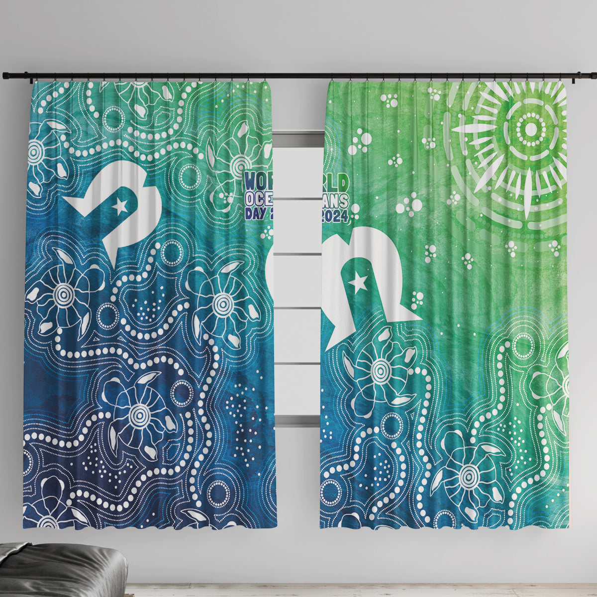 Australia Aboriginal Style Window Curtain World Ocean Day