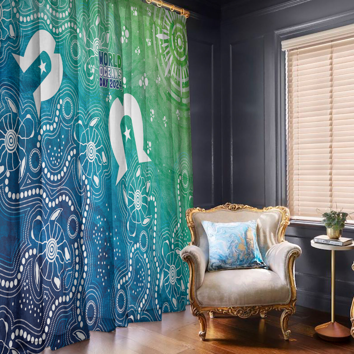 Australia Aboriginal Style Window Curtain World Ocean Day