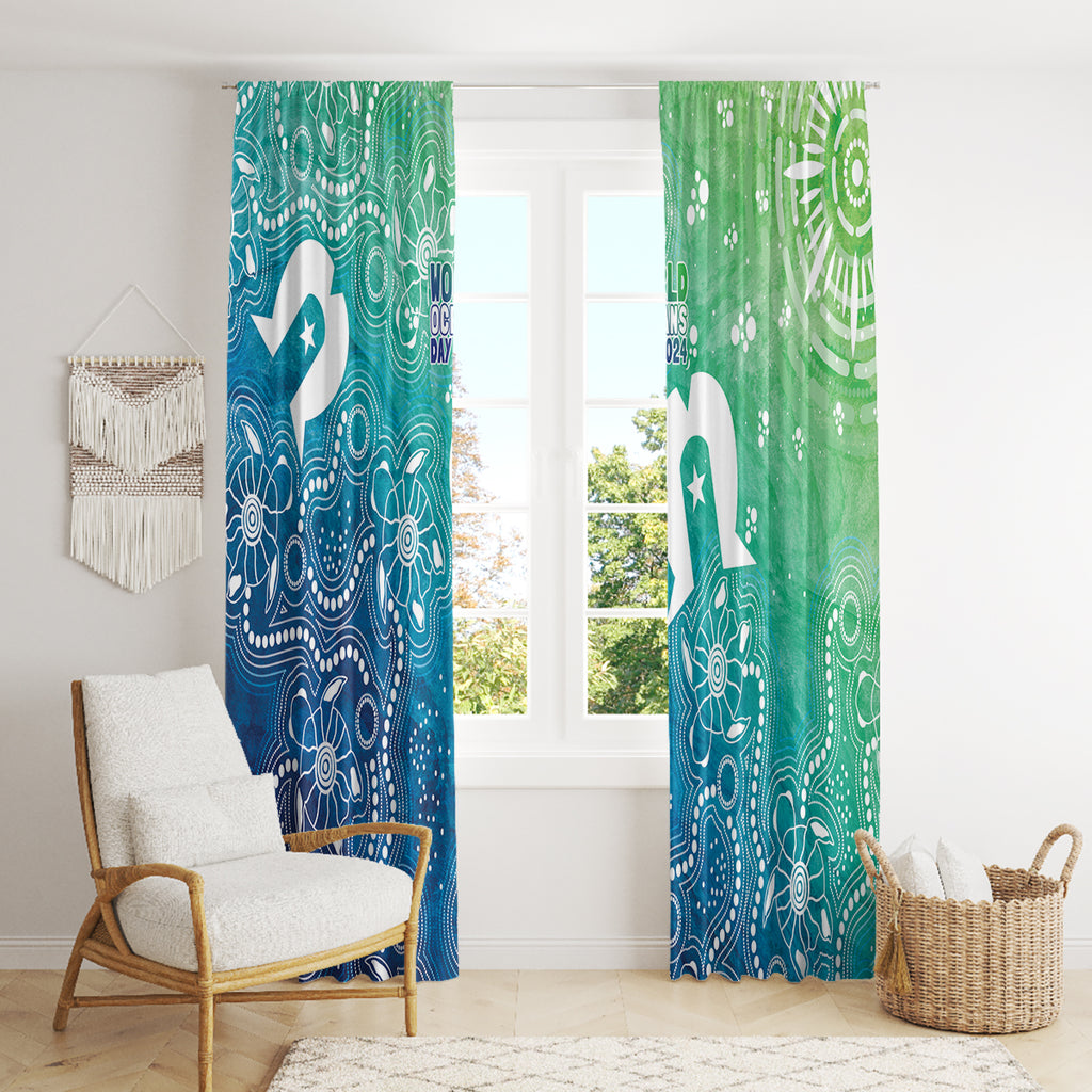 Australia Aboriginal Style Window Curtain World Ocean Day