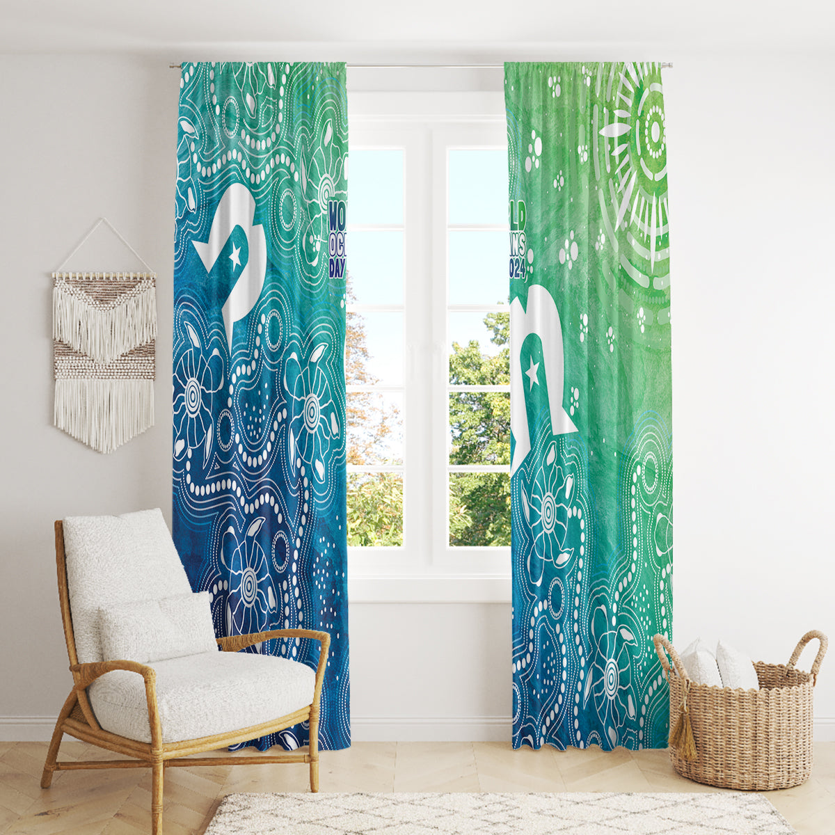 Australia Aboriginal Style Window Curtain World Ocean Day