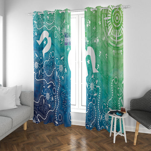 Australia Aboriginal Style Window Curtain World Ocean Day