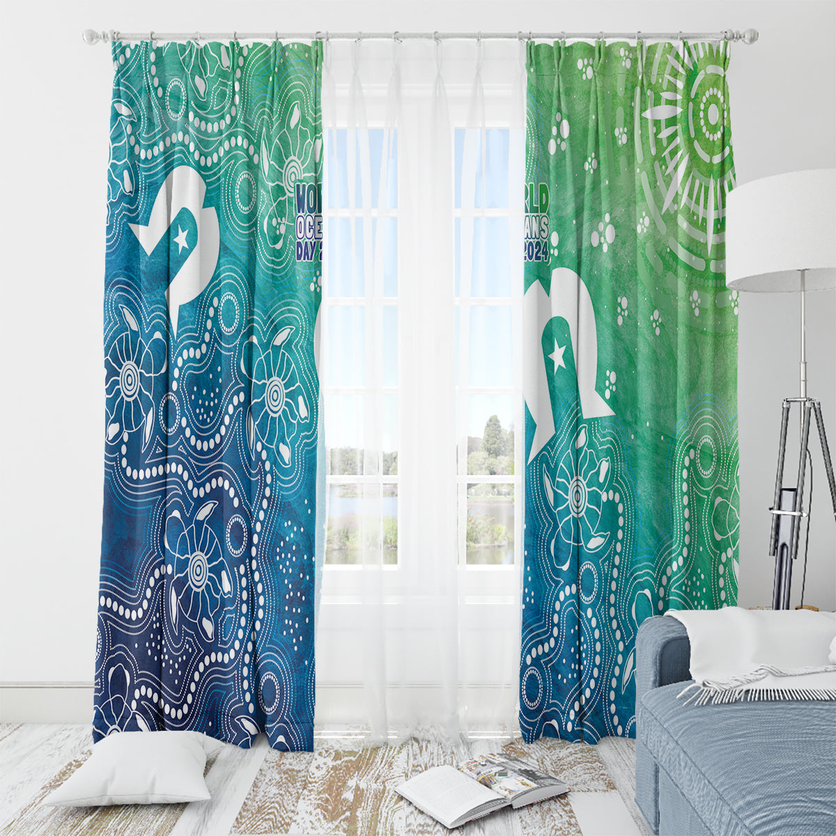 Australia Aboriginal Style Window Curtain World Ocean Day