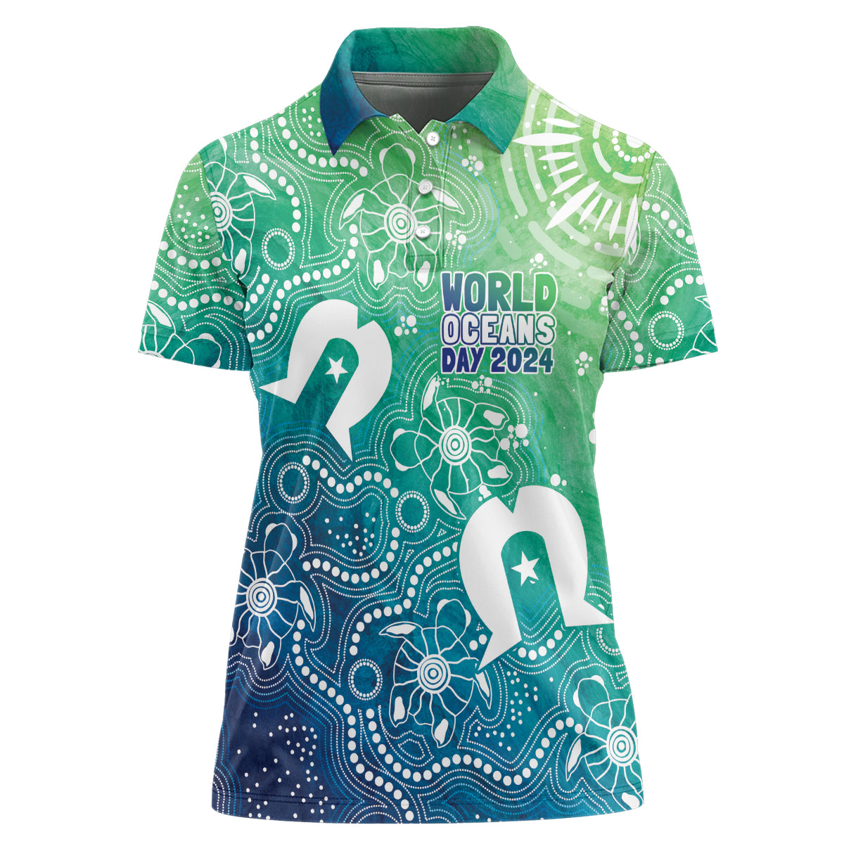 Australia Aboriginal Style Women Polo Shirt World Ocean Day