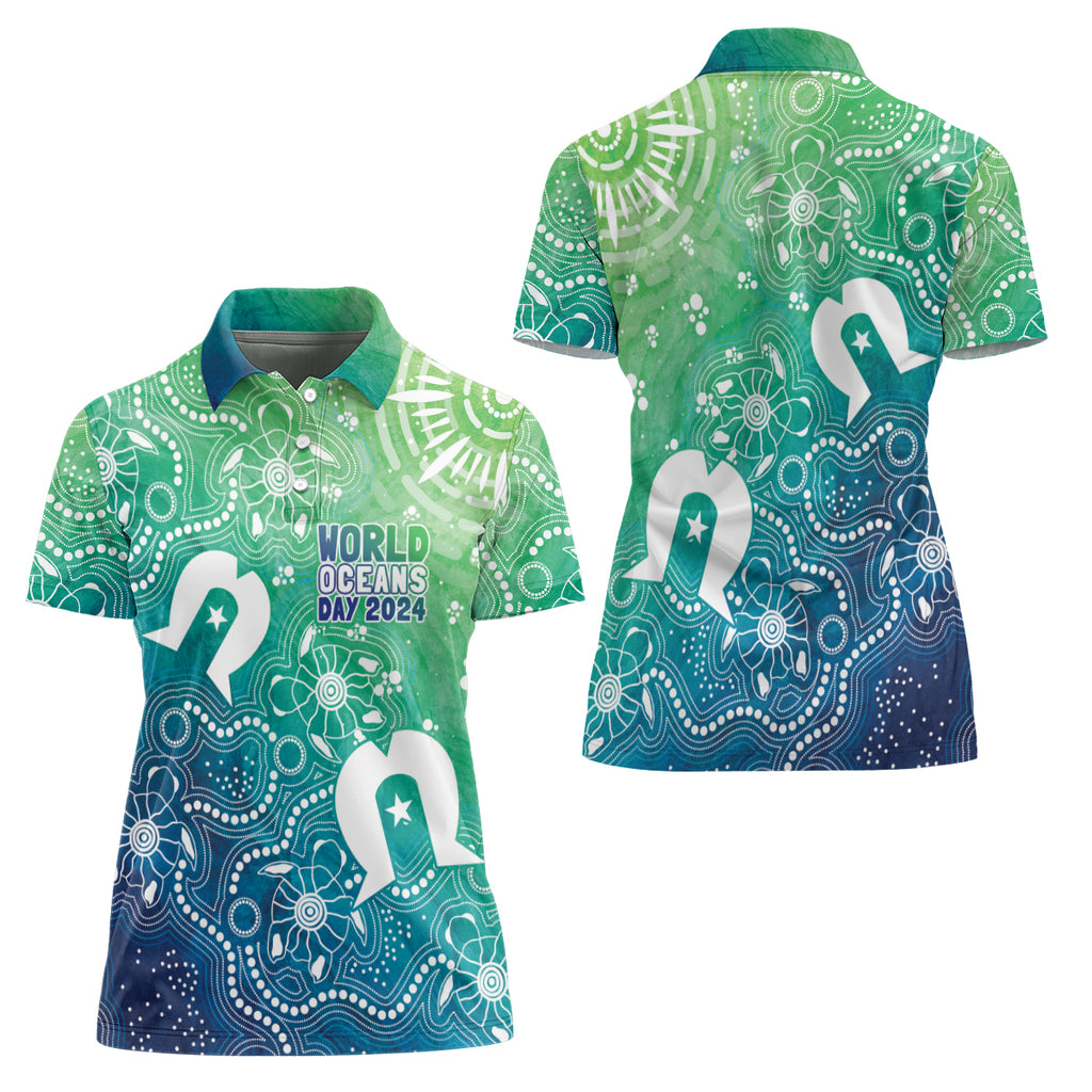Australia Aboriginal Style Women Polo Shirt World Ocean Day