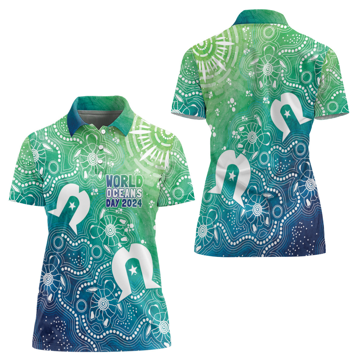 Australia Aboriginal Style Women Polo Shirt World Ocean Day
