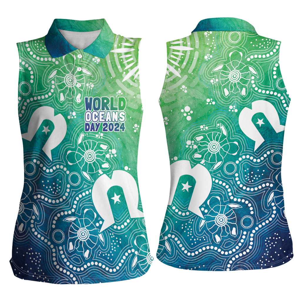 Australia Aboriginal Style Women Sleeveless Polo Shirt World Ocean Day