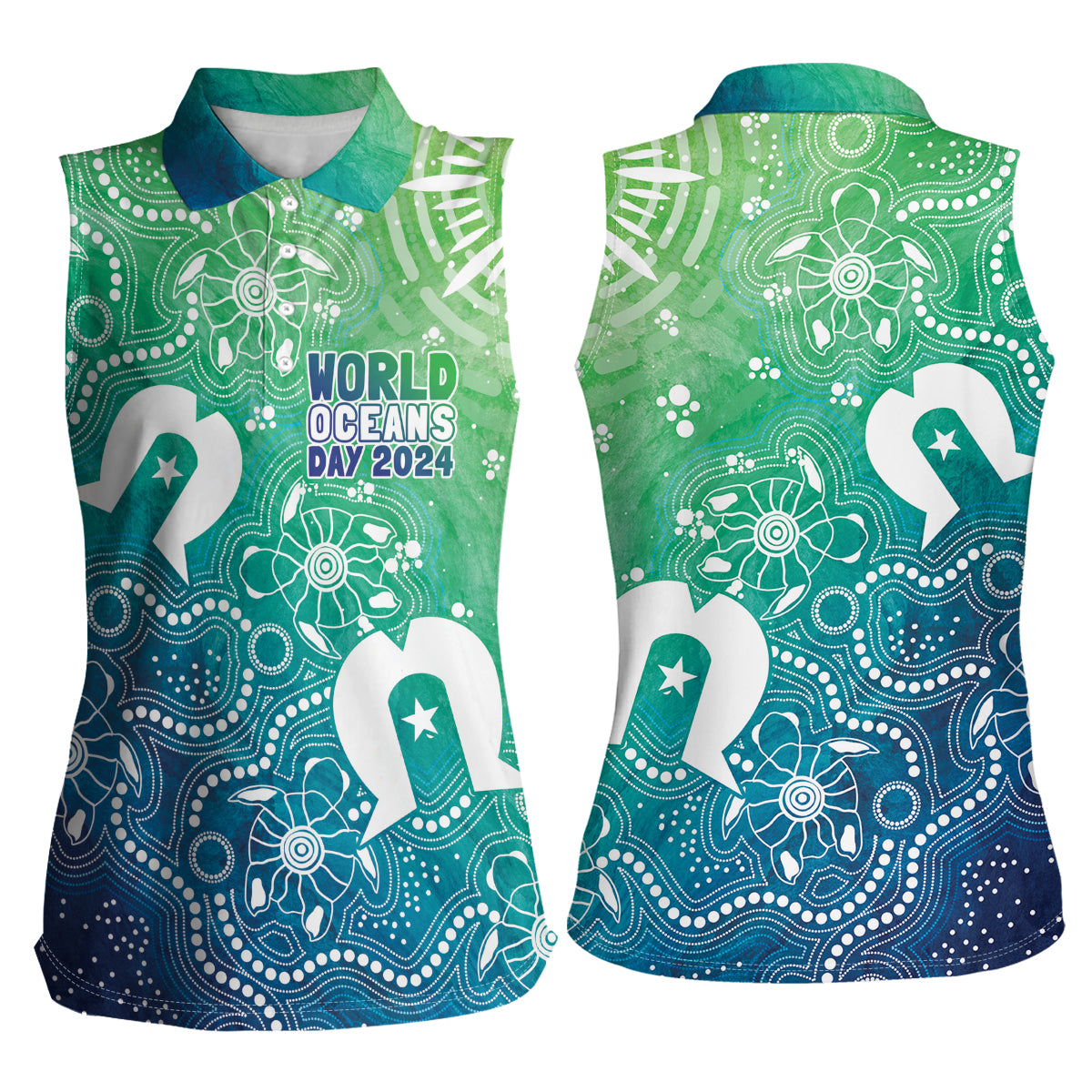 Australia Aboriginal Style Women Sleeveless Polo Shirt World Ocean Day