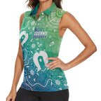 Australia Aboriginal Style Women Sleeveless Polo Shirt World Ocean Day