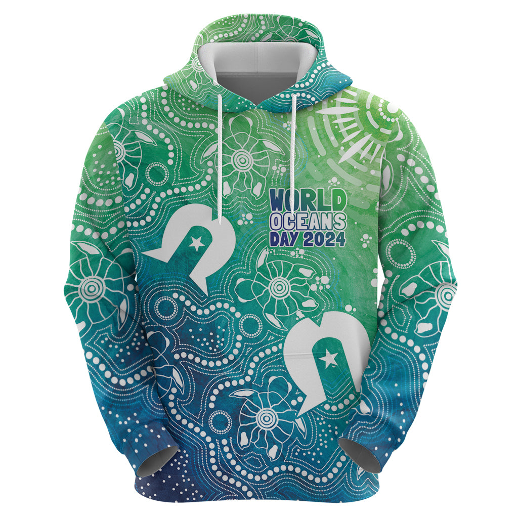 Australia Aboriginal Style Zip Hoodie World Ocean Day