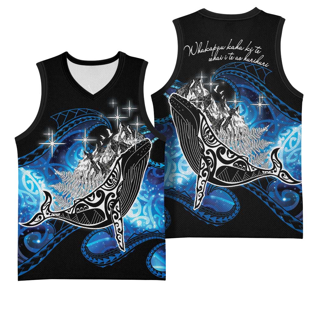Maori Matariki Te Araroa Paikea Starry Basketball Jersey Tangaroa Whakatauki
