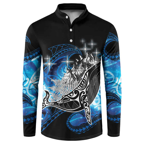 Maori Matariki Te Araroa Paikea Starry Button Sweatshirt Tangaroa Whakatauki