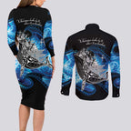 Maori Matariki Te Araroa Paikea Starry Couples Matching Long Sleeve Bodycon Dress and Long Sleeve Button Shirt Tangaroa Whakatauki