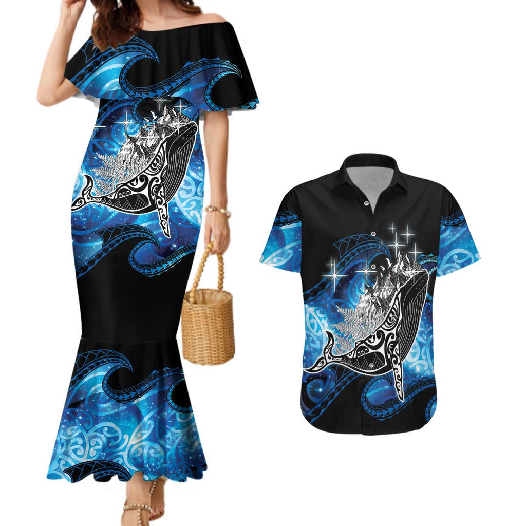 Maori Matariki Te Araroa Paikea Starry Couples Matching Mermaid Dress and Hawaiian Shirt Tangaroa Whakatauki