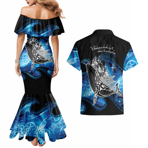 Maori Matariki Te Araroa Paikea Starry Couples Matching Mermaid Dress and Hawaiian Shirt Tangaroa Whakatauki