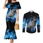 Maori Matariki Te Araroa Paikea Starry Couples Matching Mermaid Dress and Long Sleeve Button Shirt Tangaroa Whakatauki