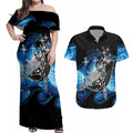 Maori Matariki Te Araroa Paikea Starry Couples Matching Off Shoulder Maxi Dress and Hawaiian Shirt Tangaroa Whakatauki