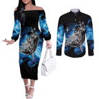 Maori Matariki Te Araroa Paikea Starry Couples Matching Off The Shoulder Long Sleeve Dress and Long Sleeve Button Shirt Tangaroa Whakatauki