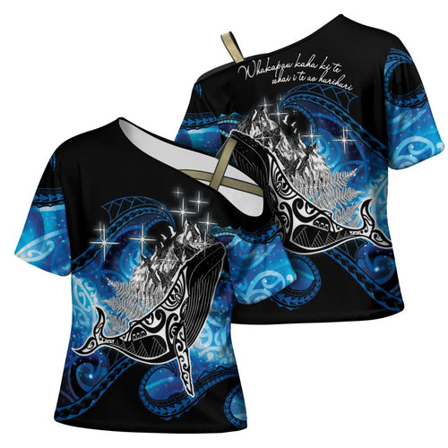 Maori Matariki Te Araroa Paikea Starry Cross Shoulder Shirt Tangaroa Whakatauki