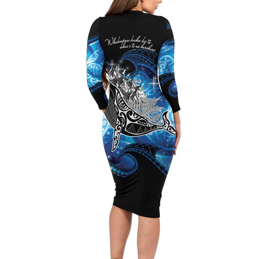 Maori Matariki Te Araroa Paikea Starry Family Matching Long Sleeve Bodycon Dress and Hawaiian Shirt Tangaroa Whakatauki