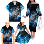 Maori Matariki Te Araroa Paikea Starry Family Matching Off The Shoulder Long Sleeve Dress and Hawaiian Shirt Tangaroa Whakatauki