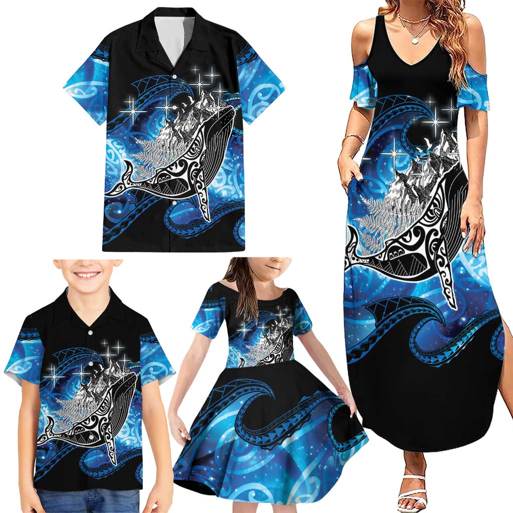 Maori Matariki Te Araroa Paikea Starry Family Matching Summer Maxi Dress and Hawaiian Shirt Tangaroa Whakatauki