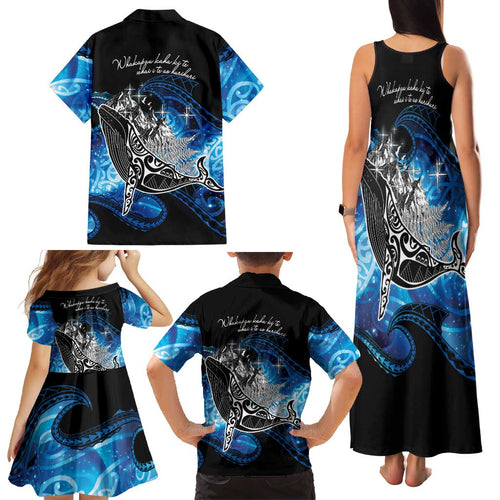 Maori Matariki Te Araroa Paikea Starry Family Matching Tank Maxi Dress and Hawaiian Shirt Tangaroa Whakatauki