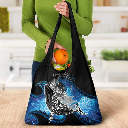 Maori Matariki Te Araroa Paikea Starry Grocery Bag Tangaroa Whakatauki