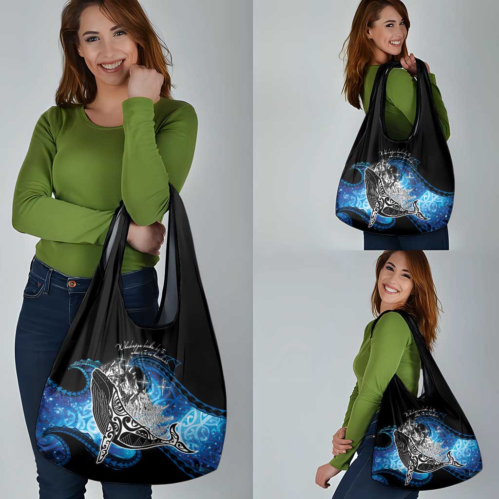 Maori Matariki Te Araroa Paikea Starry Grocery Bag Tangaroa Whakatauki